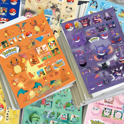 8 Sheets Pokemon Anime Sticker Pack Cute Pikachu Charizard Bulbasaur Squirtle Cartoon Waterproof Pocket Monster Decals Gifts