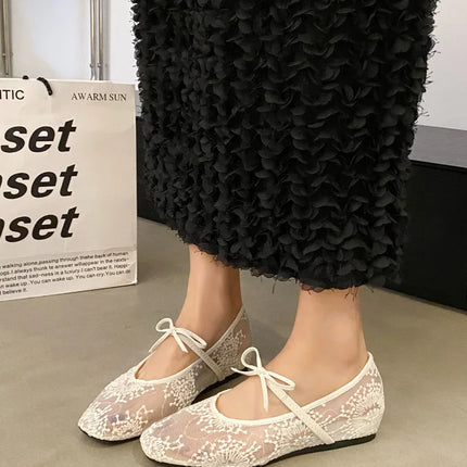 2026 Spring Lace Women Mary Jane Shoes Fashion Slip On Comfort Street Style Soft Sole Female Internal Elevation Dress Shoes