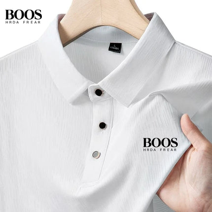 New Men's High-Quality Embroidered Logo Short-Sleeved Polo Shirt, Summer Fashion Casual Breathable T-Shirt Top
