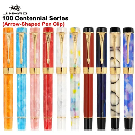 JINHAO 100 Centennial Resin Fountain Pen Arrow Shaped Pen Clip Golden Clip Business Office School Supplies Stationery PK 9019