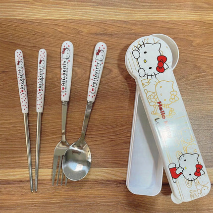 Cartoon Cute High Appearance Chopsticks Spoon Set stainless steel Student Office Worker Portable Tableware Travel