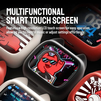 Zombiescat Touch Screen Bluetooth 6.0 Earphones ENC Call Noise Canceling Headphone HiFi Sound TWS Wireless EarBuds with Lanyard