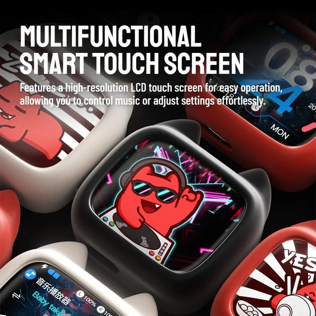 Zombiescat Touch Screen Bluetooth 6.0 Earphones ENC Call Noise Canceling Headphone HiFi Sound TWS Wireless EarBuds with Lanyard