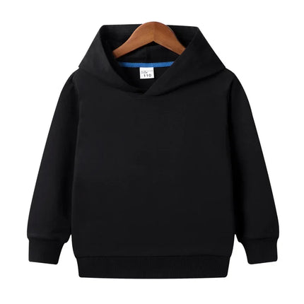 100% Cotton Boys Sweatshirts 2025 Spring Fall New Solid Color Girls Hooded Sweatshirt Children Blank Tops Name Custom Hoodies