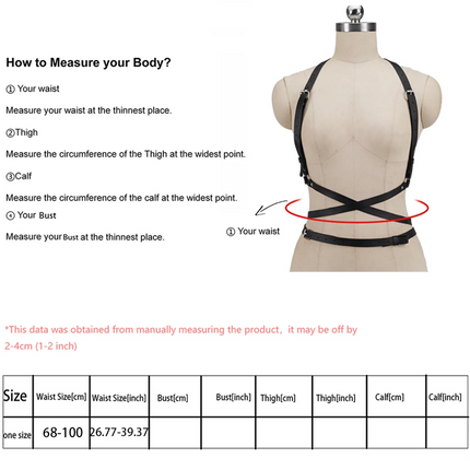 Leather Harness Waist Belt, fashion fashion harness belts, Dresses Party Accessories Leather Chest Harness Belt for Women