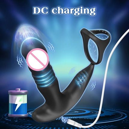 APP Control Thrusting Prostate Massager for Men Telescopic Anal Vibrator for Gay Butt Plug Cock Ring Adult Goods Sex Toy for Men