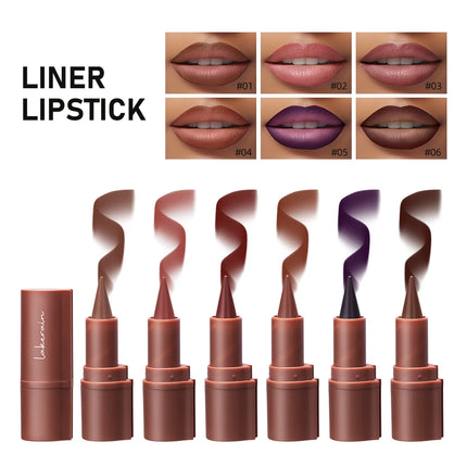 2pcs Nude Lip Combo Set Dark Brown Lip Liner With Glossy Pink Nude Gloss Shiny Long Lasting Lip Glossy Lips Lightweight Feel  Ma