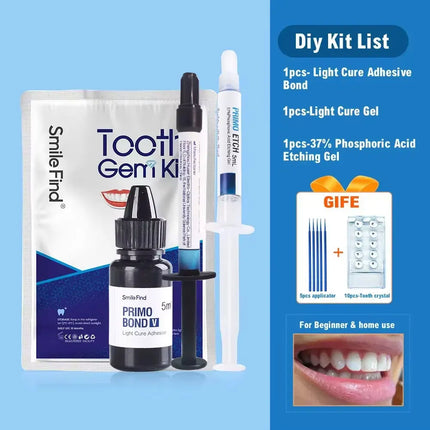 Tooth Gem Kit Glue Professional DIY Teeth Diamond Crystal Jewelry Etching Gel Light Cure Orthodontics Adhesive Bonding Materials