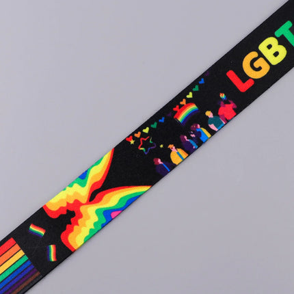 Rainbow Pride Credential Holder Heart Lanyards for Key Neck Strap For Card Badge Gym Keychain Keyring Accessories Gifts