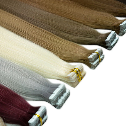 European Double Drawn Russian Human Hair Tape Hair Extension, High Quality Natural Remy Tape In Hair Extension