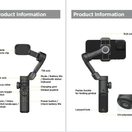 Folding Handheld Gimbal Smart XE 3-Axis Phone Gimbal Stabilizer With Focus Wheel for iOS Android iPhone 16-12 Vlog Stabilizer