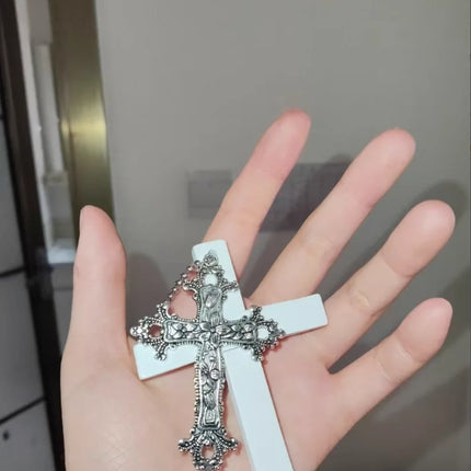 Gothic Big Zircon Cross Necklace Unisex Y2K Irregular Goth Large Cross Pendant Necklaces  for Men Women Couple Necklace Jewelry