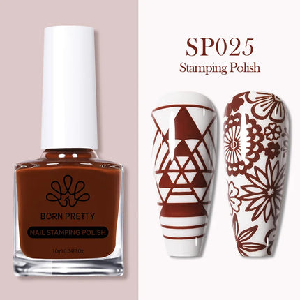 BORN PRETTY 10m Stamping Nail Polish White Black Gold Red Colorful Nail Art Printing Varnish DIY for Nail Plate Design Varnish