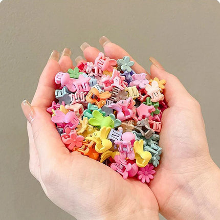 30Pcs/Lot Small Cute Hair Claws Clips For Girls Baby Colorful Hairpin Cartoon Rabbit Flower Crown Star Hair Clips Accessories