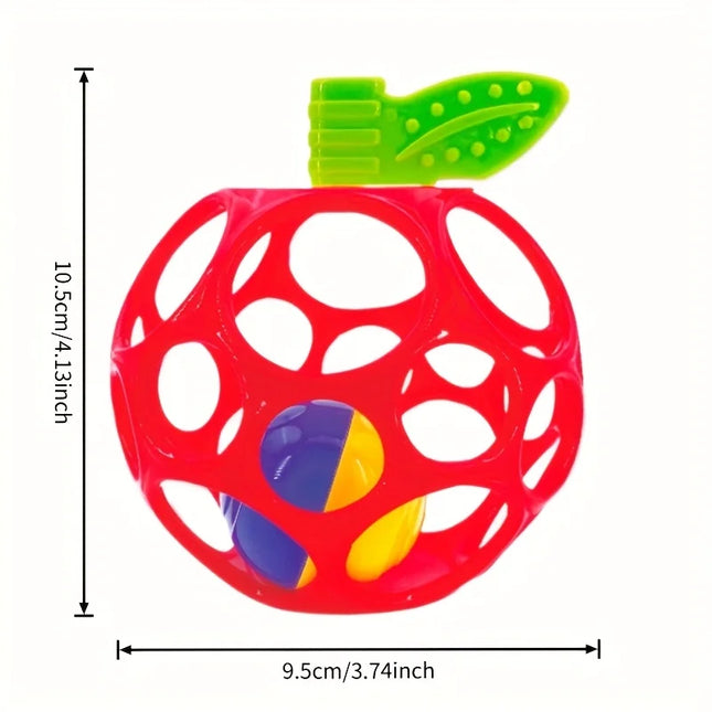 Baby Bell Ringing Toy - Apple-Shaped Handheld Sensory Ball with Bells & Tactile Holes,  Developmental Puzzle Toy for Motor Skill
