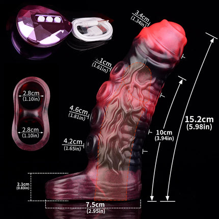 FAAK Remote Control Vibrating Silicone Cock Sleeve 2 Sizes Penis Extender Fantasy Hollow Horse dildo Vibrator Adult Sex Toys