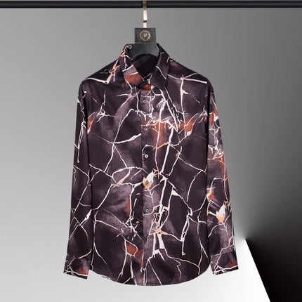 Men's shirt 3D printed geometric pattern men's shirt long-sleeved lapel casual top outdoor shopping shirt large size xs-6xl