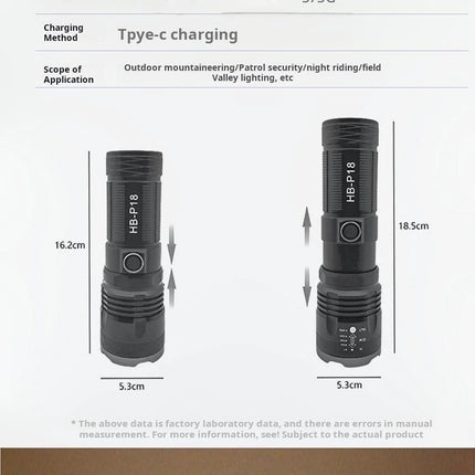 New model LED adjustable focus flashlight, USB rechargeable, aluminum alloy, high-intensity, outdoor camping self-defense flashl