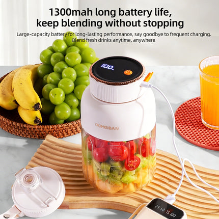 Home Portable Juicer 1400ML, Fresh Fruit Mixer with 46 Blades, USB Rechargeable Multifunctional Ice Crusher Smoothie Blender