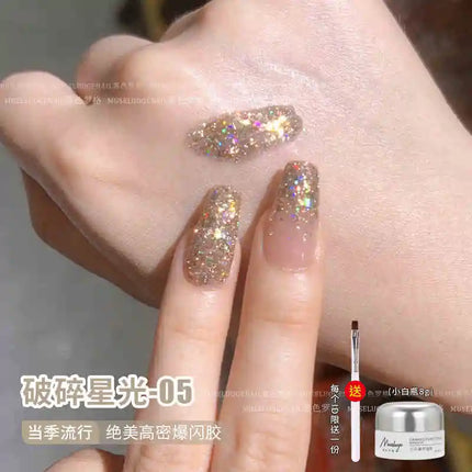 MUSELUOGE 12color Broken Starlight Glitter Gel Nail Polish Explosion-flash Semi Permanent Soak Off UV Nail Gel For Nail Salon