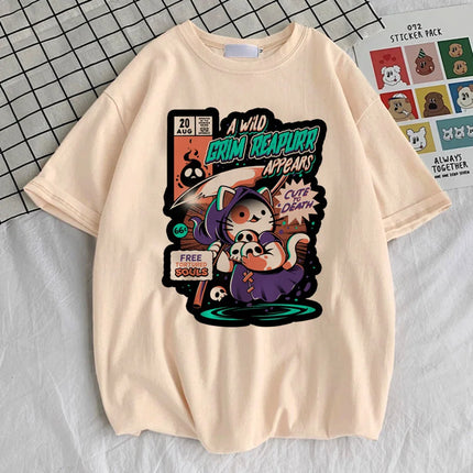 Funny Cat top tees teen hip hop women 2000s Trendy shirt Y2k Colorful streetwear Pop Culture
