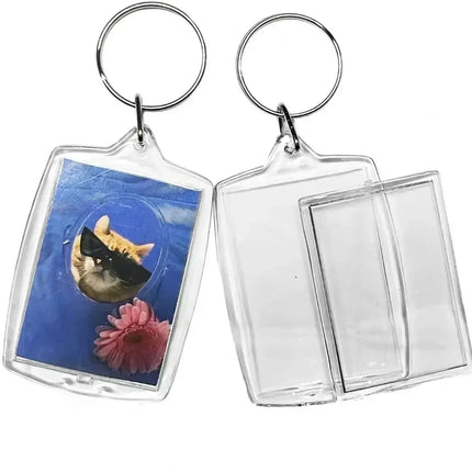 50/1pcs Transparent Rectangle Blank Acrylic Insert Keychain Photo Picture Frame Keyring Holder DIY Split Ring KeyChain Gifts