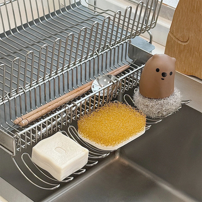 2PCS Stainless Steel Drain Mesh Basket Kitchen Sink Hanging Rack Household Multifunctional Expansion Drainage Storage Basket