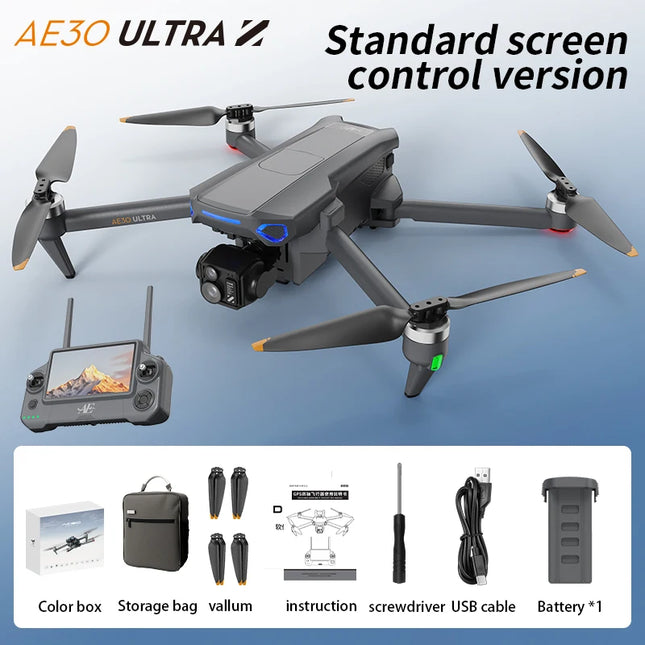 AE30 Max 6000M LCD SC GPS Drone 8K Dual Camera 6G Wifi FPV 3-Axis Gimbal Professional Obstacle Avoidance Quadcopter RC Dron Toy