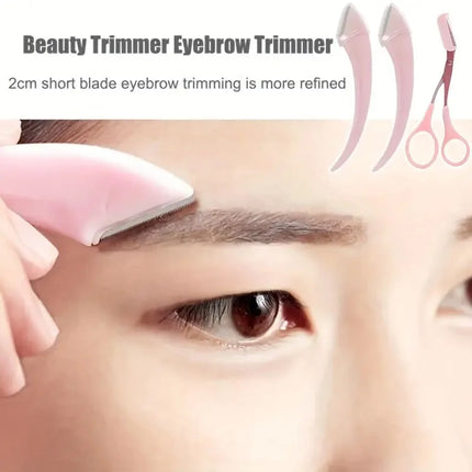 Eyebrow Trimmer Set,Curved Eyebrow Razor,Eyebrow Scissors With Comb,Convenient Easy Beauty Tools For Beginners