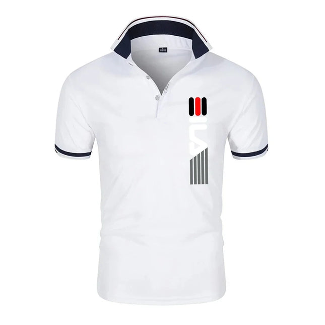 2025Summer New Men's Lapel Anti-pillin Polo Shirt printing  Short Sleeve Casual Business Fashion Slim Fit Polo Shirt for Men