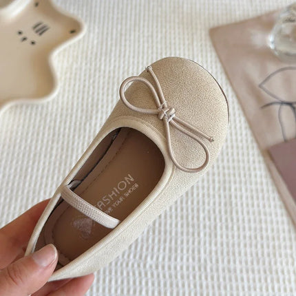 2025 Spring Autumn New Children Leather Shoes for Girls Fashion Korean Style Soft Sole Anti-slippery Sweet Bowtie Princess Shoes