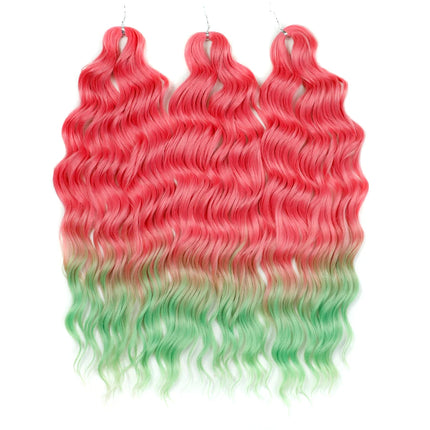 FREEDOM Synthetic Braiding Hair Extensions Deep Wavy 24 inch Long Curly Braids Hair Ombre Brown Rainbow Twist Crochet Hair