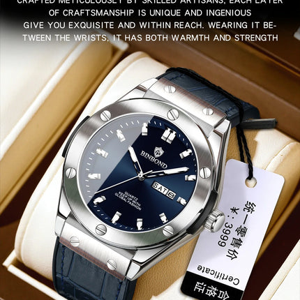 BINBOND Top Brand Business Classic Men's Watches Waterproof Date Week Luxurious Luminous Multifunction Fashion Male Quartz Watch