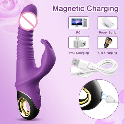 Thrusting Wiggle Rabbit Vibrator for Women Vagina G-Spot Vibrator Clitoris Stimulator Female Masturbation Sex Toy for Women