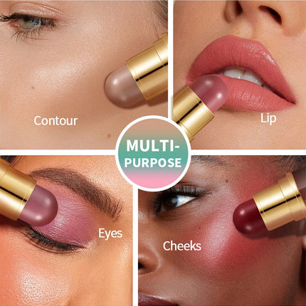 Double-Headed Bronzer Blush Stick Butter Glow & Go Multiuse Stick for Cheeks Contours Eyes Lips Blush Matte Light Glossy Bronze