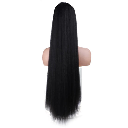 Extra Long Yaki Straight Synthetic Ponytail Extensions 30 Inch Synthetic Drawstring Ponytails Puffy Yaki Straight Hair Extension