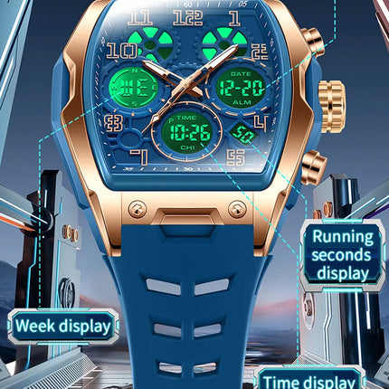 Men Dual Display Watches For Male Clock 2025 Top Brand Luxury Military Silicone Band Men Wrist Watches Sports Digital Wristwatch
