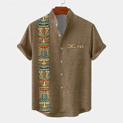 Linen Men's Tops Breathable Fashion Casual Hawaiian Men's Street Outdoor Seaside Beach Men's Tops Light Men's T-Shirt Plus Size