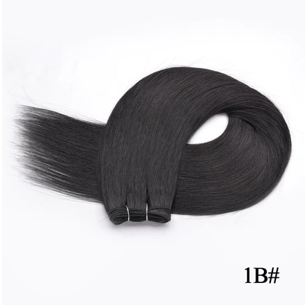 Synthetic Long Straight Hair Bundles Extensions Smooth Ombre Brown Hair Weaving Synthetic Straight Hair Bundles Full to End