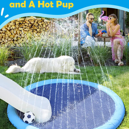Dog Splash Pad Thick Sprinkler Pool Toy Anti-Slip Outdoor Summer Sprinkler Water Toy for Backyard Fountain Play Mat for Children