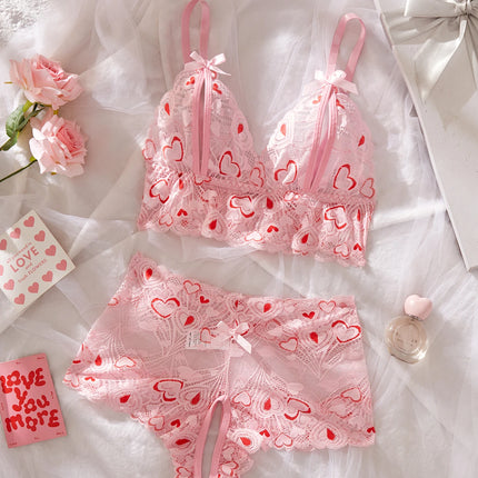 Women's Pink Mesh Bodysuit Set Soft Breathable Two-Piece Underwear 2025