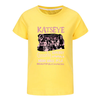 Hot Katseye Funny Print T Shirt Kids Summer Clothes Girls Short Sleeve T-Shirt Toddler Boy Cotton Casual Tops Children's Fashion
