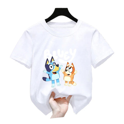 Bluey Girls T-shirt Kids' Clothing Summer Printed Cartoon Tees Short Sleeve Kids' Cotton Outfits Tops