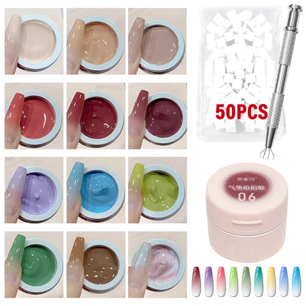 12 Colors Nail Polish Patting Glue Pink Color Nail Art Air Cushion Glue High Saturation Gypsum Painting Glue for DIY Home Salon