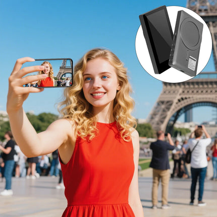 Wireless Magnetic Self Monitor Screen for Using Phone Rear Camera for Phone Selfie Mirroring Vlog Live Stream Video Recording