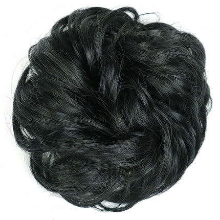 Azqueen Synthetic Messy Bun Chignon Donut Gary Brown Color Hair Bun Pad Elastic Hair Rope Rubber Band Hair Extensions