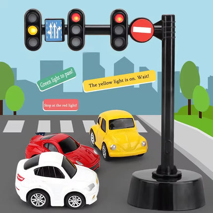 Safety Education Traffic Light Toy Traffic Signs and Crosswalk Light Signal Toys Signpost Barrier Speed Limit Indicator Warning