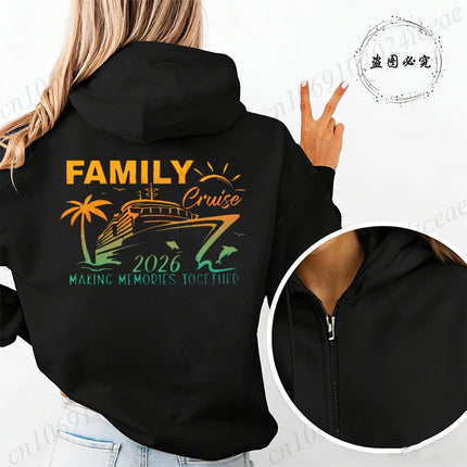 Women Zipper Hoodie Tops Bestie Vacation Clothes Personalized Family Cruise 2026 Matching Sweatshirt Women Zip Up Jacket Coats