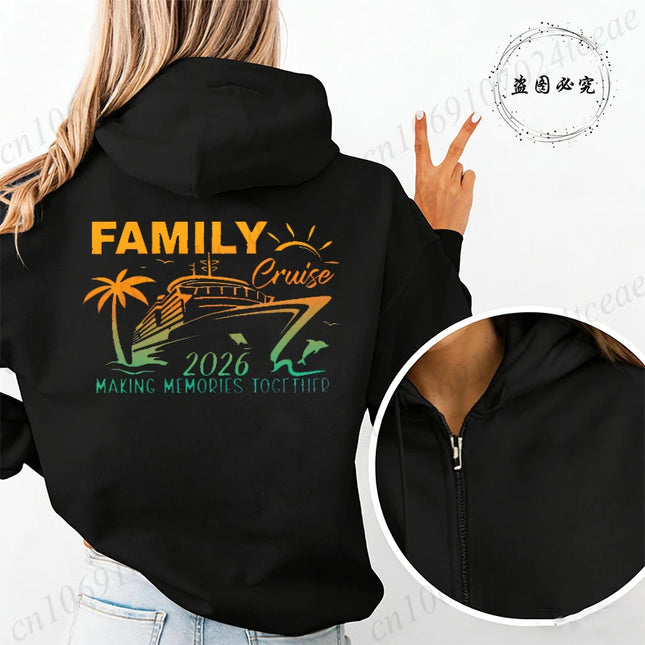 Women Zipper Hoodie Tops Bestie Vacation Clothes Personalized Family Cruise 2026 Matching Sweatshirt Women Zip Up Jacket Coats