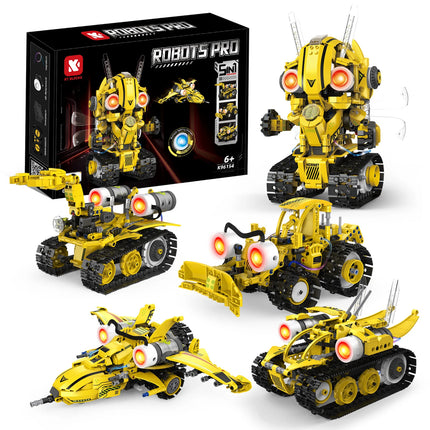 5-in-1 Programmable Robot Building Blocks Kit Remote/APP Control Digital Display Color Sensor STEM Toy for Kids Adults